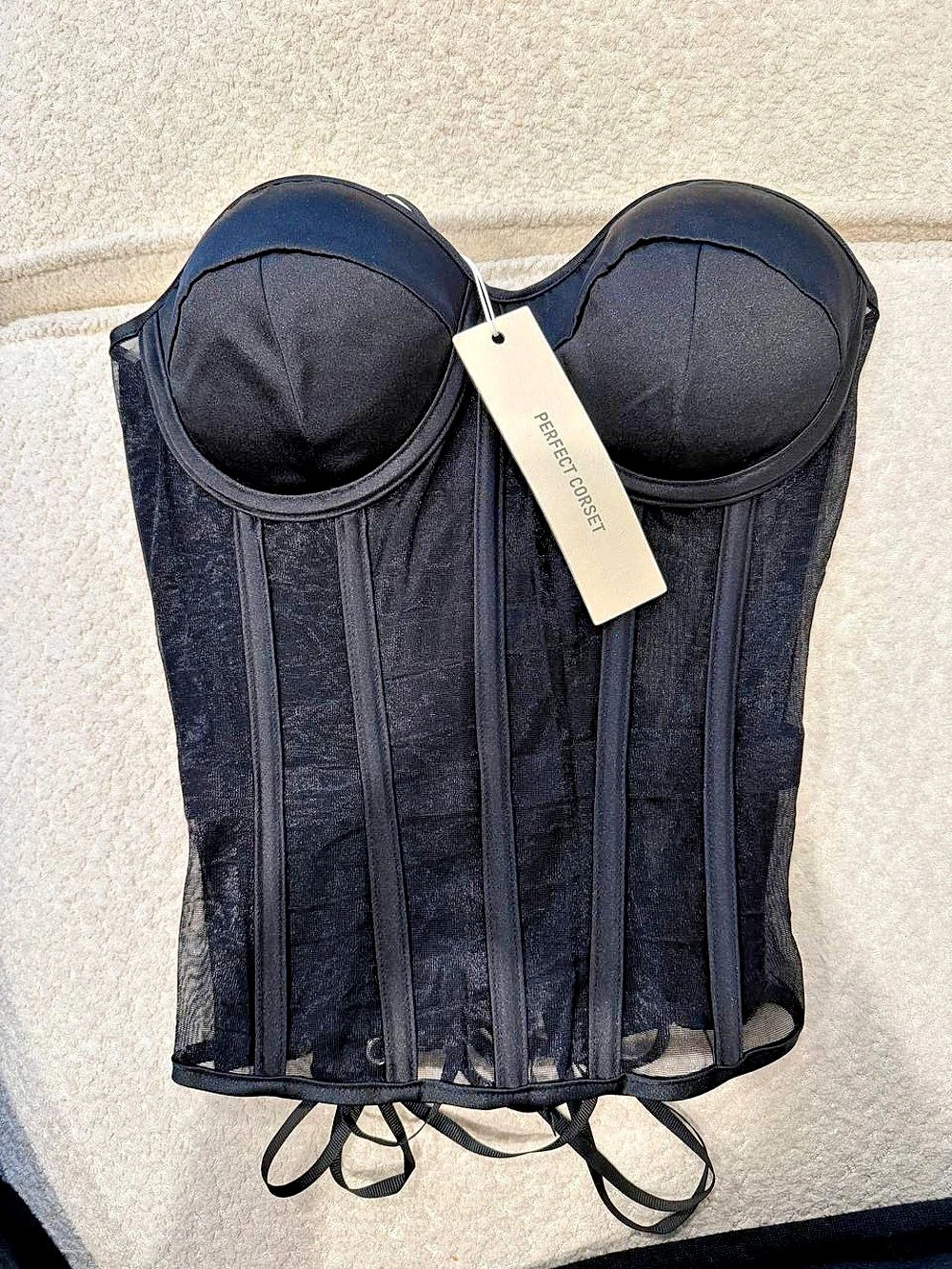 Perfect Corset Black Lace-Up Overbust Corset Top Black Small
